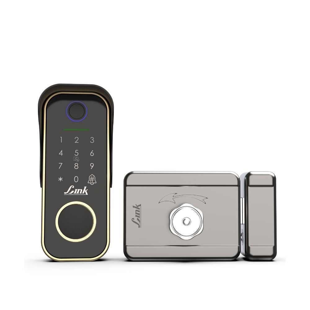 Link Smart Flexi (5 in 1) IP67* Waterproof Rim Lock for Main Door (Mobile app with Wi-Fi, Gold)