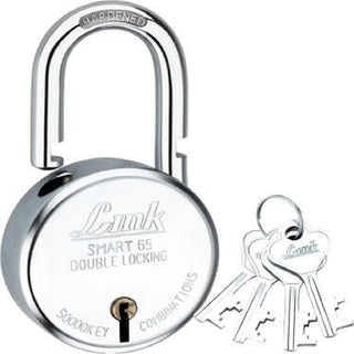 Link Smart Round 65 MM Padlock | 7 Levers | Double Locking | Hardened Shackle | 50000 Key Combination