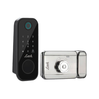 Link Smart Flexi Digital Biometric Rim Lock for Main Door (Mobile app with Wi-Fi, Black)