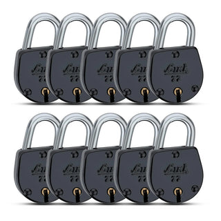 Link 35MM Jewel Coloured Padlocks 10Pcs Set  | Steel Body | Brass Lever | 2 Silver Keys | Made in India | 2 Keys for Each Padlock