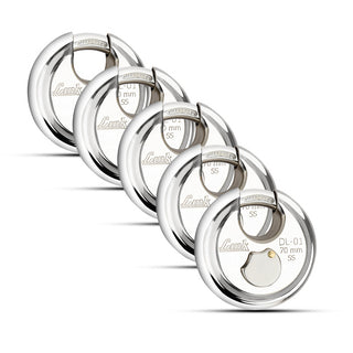 Link Disc Lock 70MM Padlocks 5Pcs-Set  | Stainless Steel Body | Hardened Shackle | 3 Silver Keys with Hi-Tech Nickle | Made in India | 3Keys for Each Padlock