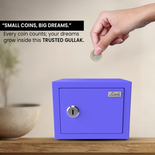 Link Smart 2 Liters Gullak Safe Locker for Home & Office | 3-Year Warranty | Mechanical Key, CRCA Material, Laser Cut Design | Vibrant Saving Bank | Ocean Blue