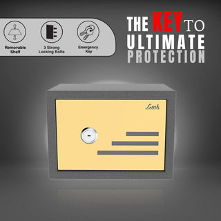 Link Smart Mecano Safe Locker for Home | 21 Litres | Link Digital Lock | Computerized key Access | Mechanical Locker | Tijori Locker | Three strong SS304 Locking Bolts |  Gold