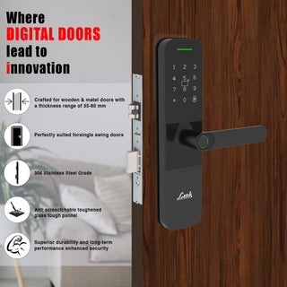 Link Smart Vitron Digital Biometric Door Lock (Mobile app with Wi-Fi, Black)