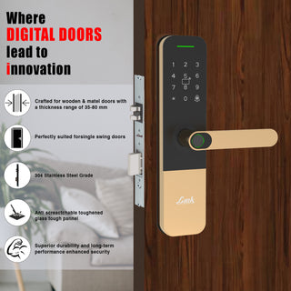 Link Smart Vitron Digital Biometric Door Lock (Mobile app with Wi-Fi, Gold)