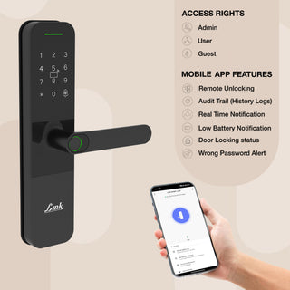 Link Smart Vitron Digital Biometric Door Lock (Mobile app with Wi-Fi, Black)