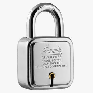 Atoot 60mm Advance Padlock | 8 Brass Levers | Hardened Shackle | SS 304 Grade Body