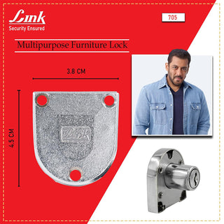 Link 705 Multipurpose Furniture Lock for Drawer, Cabinets and Others | 5 Levers | Made in India