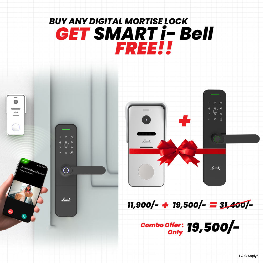 Link Smart Vitron Digital Biometric Door Lock (Mobile app with Wi-Fi, Black) COMBO
