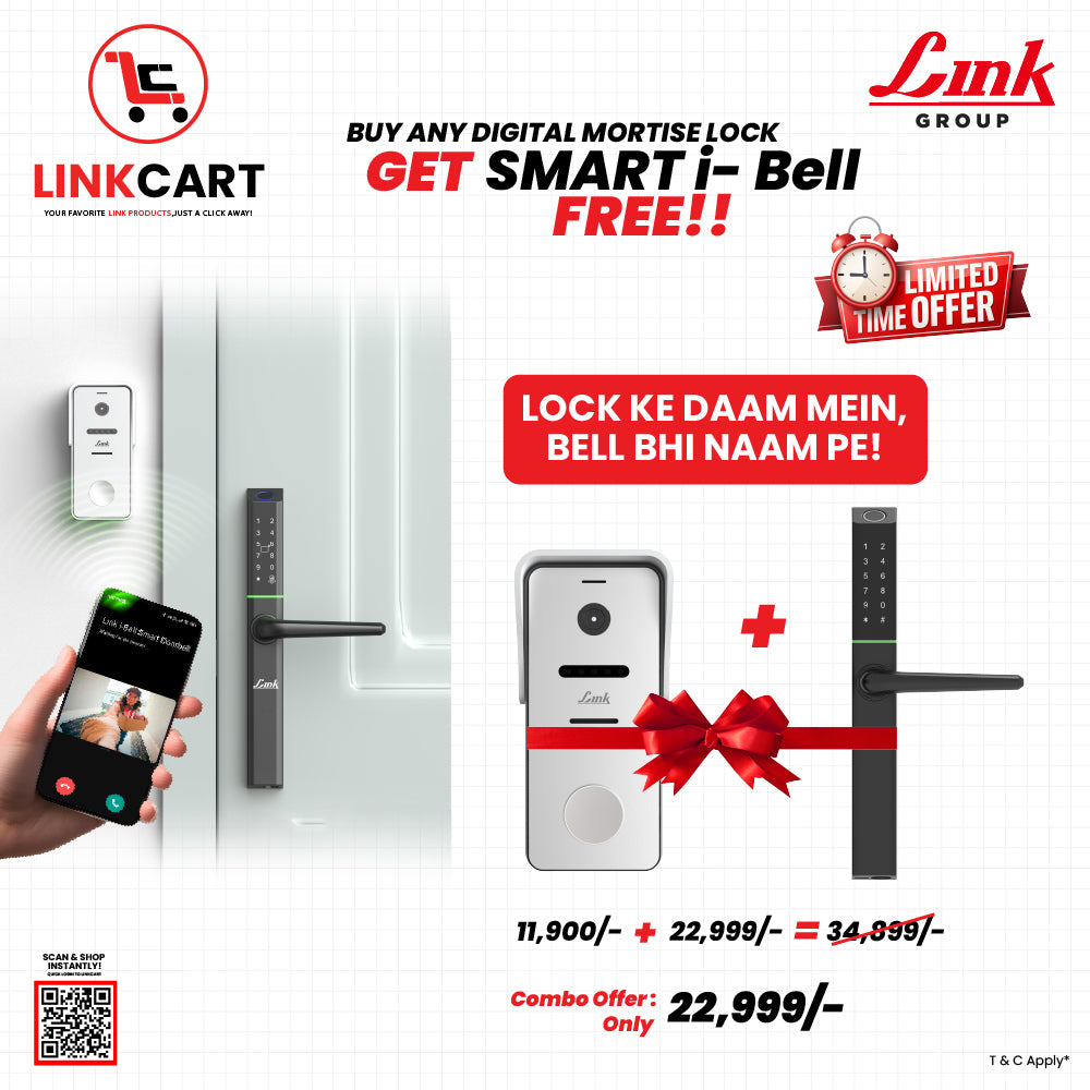 Link Smart Slimtron Digital Biometric Door Lock for Aluminium frame door (Mobile app with Wi-Fi, Black) COMBO