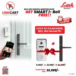 Link Smart Slimtron Digital Biometric Door Lock for Aluminium frame door (Mobile app with Wi-Fi, Black) COMBO