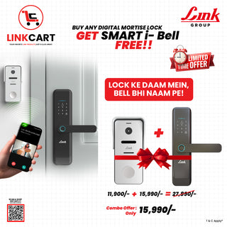 Link Smart Quantum Digital Biometric Door Lock (Mobile app with Wi-Fi, Black) COMBO