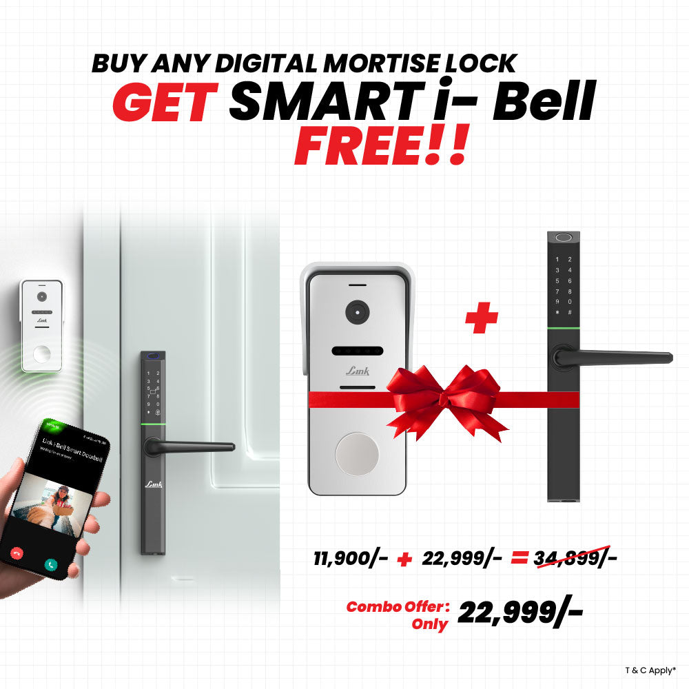 Link Smart Slimtron Digital Biometric Door Lock for Aluminium frame door (Mobile app with Wi-Fi, Black) COMBO