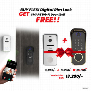 Link Smart Flexi Digital Biometric Rim Lock for Main Door (Mobile app with Wi-Fi, Black) COMBO