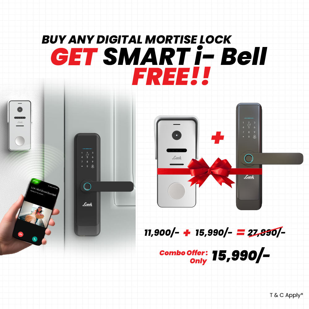 Link Smart Quantum Digital Biometric Door Lock (Mobile app with Wi-Fi, Black) COMBO