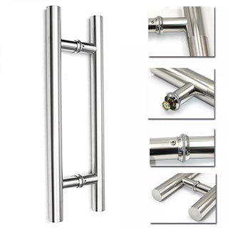 Link Round H Handle (25mmx400mmx300) Stainless Steel Door Handle (Silver)