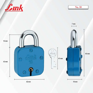 Link 42MM Pearl Coloured Padlocks 10Pcs Set | Steel Body | Brass Lever | 2 Silver Keys | | Made in India| 2 Keys for Each Padlock