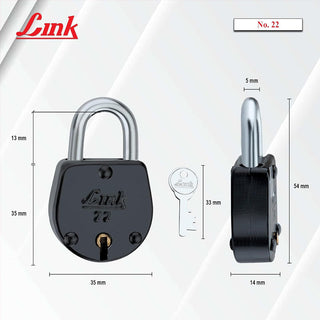 Link 35MM Jewel Coloured Padlocks 10Pcs Set  | Steel Body | Brass Lever | 2 Silver Keys | Made in India | 2 Keys for Each Padlock