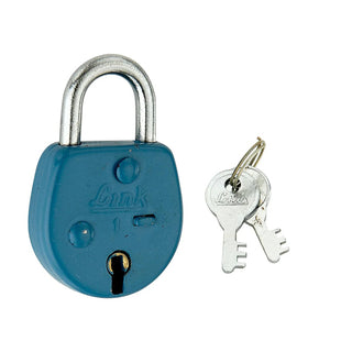 Link 30MM Miniature Pack of 1 Coloured Padlock | Steel Body | Brass Lever | Each Padlock with Silver Key | Made in India