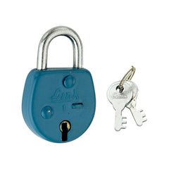 Link 38MM Senior Miniature Pack of 1 Coloured Padlock | Steel Body | Brass Lever | Each Padlock with Silver Key | Made in India