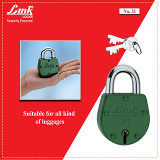 Link 48MM Amber Coloured Padlocks 10Pcs Set | Steel Body | Brass Lever | 2 Silver Keys | Made in India| 2 Keys for Each Padlock
