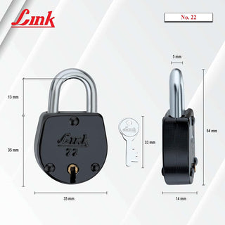 Link 35MM Jewel Coloured Padlock| Steel Body | Brass Lever | 2 Silver Keys | 2 Padlock (Pack of 2) | 2 Keys for Each Padlock | Made in India