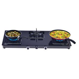 Mewto Lumina Glass Cooktop- SS Slim 3 Burner