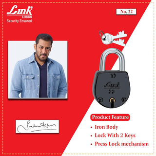 Link 35MM Jewel Coloured Padlocks 10Pcs Set  | Steel Body | Brass Lever | 2 Silver Keys | Made in India | 2 Keys for Each Padlock