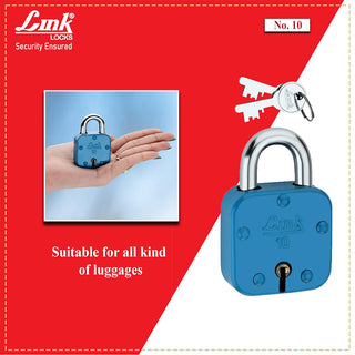 Link 42MM Pearl Coloured Padlocks 10Pcs Set | Steel Body | Brass Lever | 2 Silver Keys | | Made in India| 2 Keys for Each Padlock