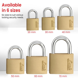 Link PT 70MM Brass Padlock with Hardened Shackle and 3 Brass Key | 15 Years Warranty