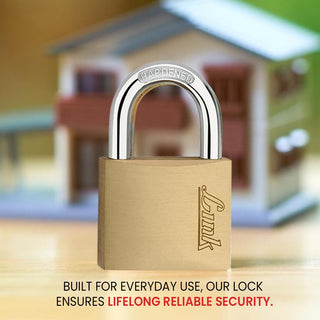 Link PT 70MM Brass Padlock with Hardened Shackle and 3 Brass Key | 15 Years Warranty