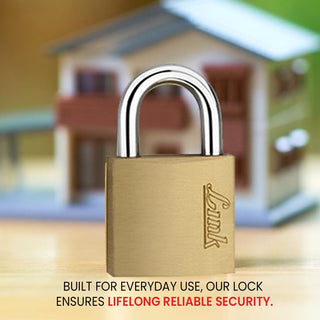 Link PT-30 MM Brass Padlock with Hardened Shackle and 3 Brass Key | 15 Years Warranty