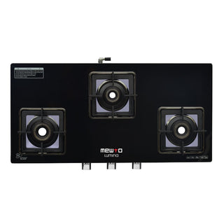Mewto Lumina Glass Cooktop- SS Slim 3 Burner