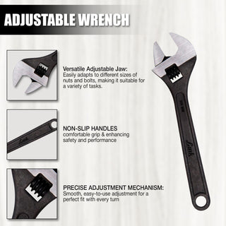 Prabal Tools Adjustable Wrench black finish 200MM