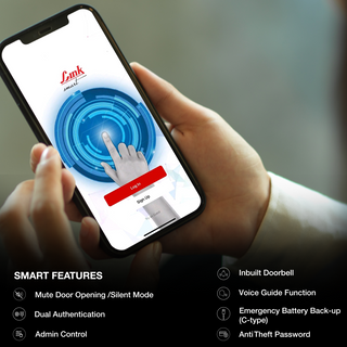  Link Smart Flexi Digital Biometric Rim Lock for Main Door (Mobile app with Wi-Fi, Black) 