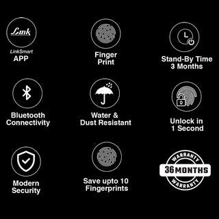 Link Smart Fingerprint Padlock With 2 Way Access Fingerprint & Mobile App Access, Suitable For Bags, Suitcase, Bike, Garage Door, Cabinet, Warehouse Doors and Shutters., Black