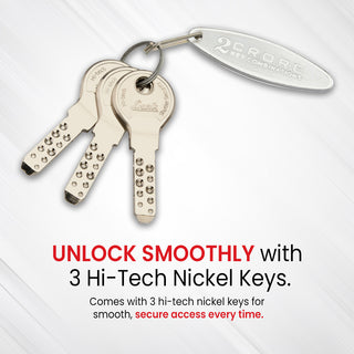 Link Disc Lock 90MM Padlock | Stainless Steel Body | Hardened Shackle | 3 Hi-Tech Nickle Silver Keys | 1 Padlock | Made in India | 10 Years Waranty | Get 1 Free Key Holder
