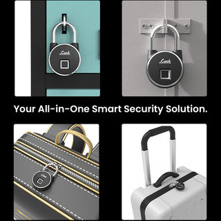 Link Smart Fingerprint Padlock With 2 Way Access Fingerprint & Mobile App Access, Suitable For Bags, Suitcase, Bike, Garage Door, Cabinet, Warehouse Doors and Shutters., Black