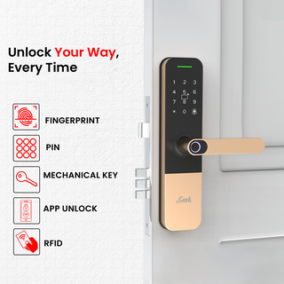  Link Smart Vitron Digital Biometric Door Lock (Mobile app with Wi-Fi, Gold) 