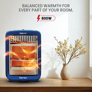 Mewto Flarex Premium Quartz Heater - 180 Wide Angle Oscillation, Energy-Efficient, Cool Touch Body, 2 Heating Levels, Portable Compact Design 800W Room