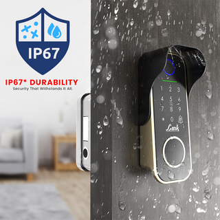  Link Smart Flexi (5 in 1) IP67* Waterproof Rim Lock for Main Door (Mobile app with Wi-Fi, Gold) 