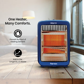 Mewto Flarex Premium Quartz Heater - 180 Wide Angle Oscillation, Energy-Efficient, Cool Touch Body, 2 Heating Levels, Portable Compact Design 800W Room