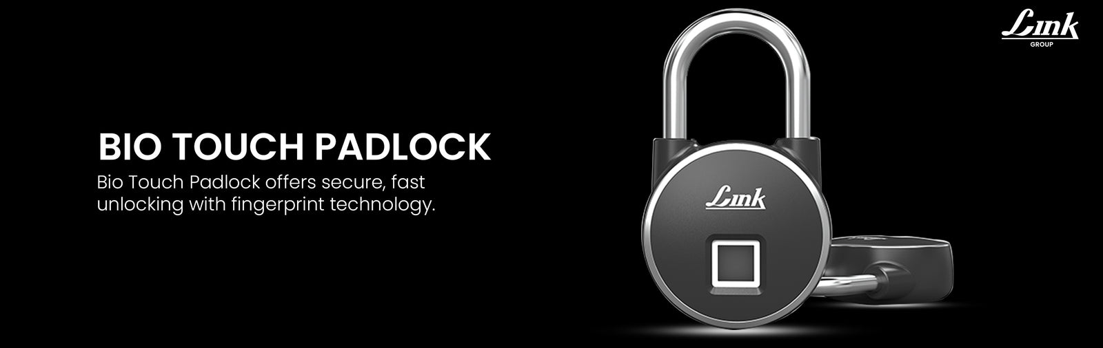 Link Smart Fingerprint Padlock With 2 Way Access Fingerprint & Mobile App Access, Suitable For Bags, Suitcase, Bike, Garage Door, Cabinet, Warehouse Doors and Shutters, Black