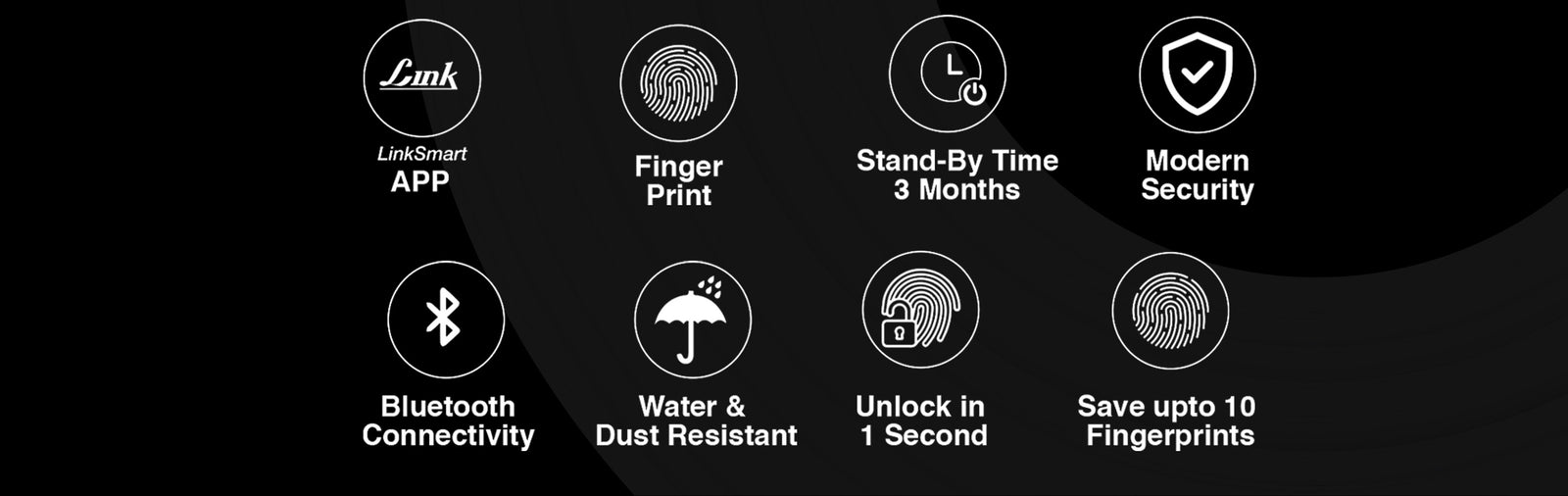 Link Smart Fingerprint Padlock With 2 Way Access Fingerprint & Mobile App Access, Suitable For Bags, Suitcase, Bike, Garage Door, Cabinet, Warehouse Doors and Shutters, Black