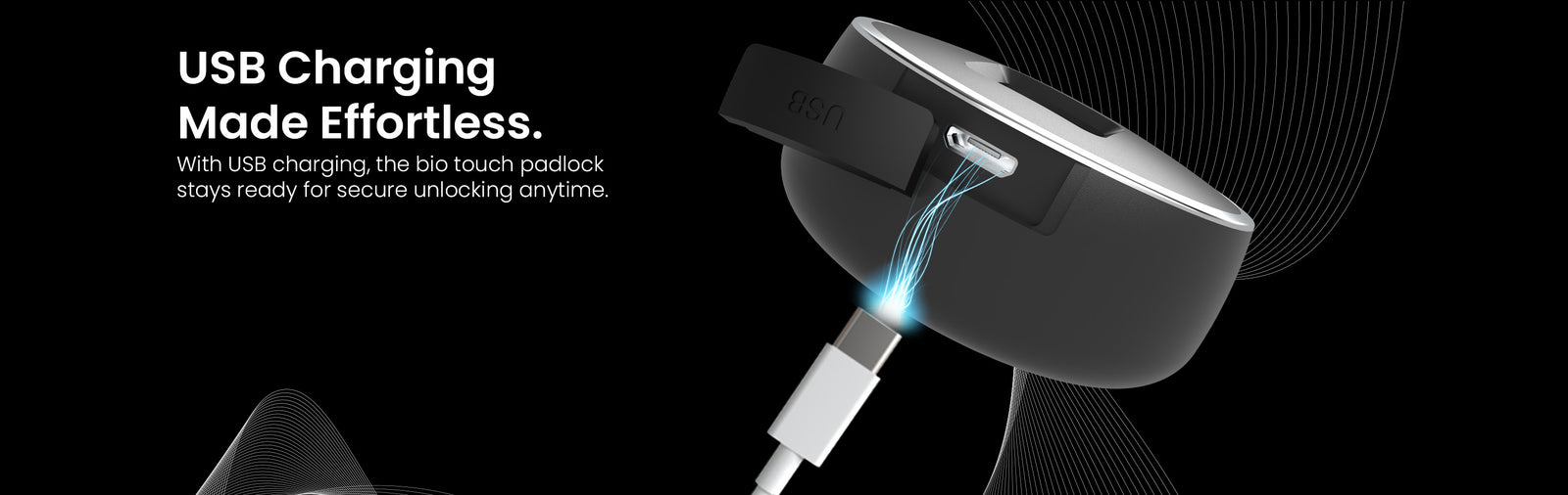 Link Smart Fingerprint Padlock With 2 Way Access Fingerprint & Mobile App Access, Suitable For Bags, Suitcase, Bike, Garage Door, Cabinet, Warehouse Doors and Shutters, Black