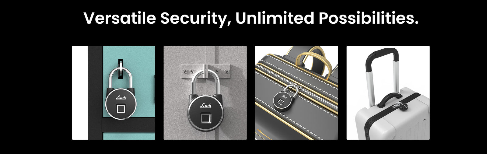 Link Smart Fingerprint Padlock With 2 Way Access Fingerprint & Mobile App Access, Suitable For Bags, Suitcase, Bike, Garage Door, Cabinet, Warehouse Doors and Shutters, Black