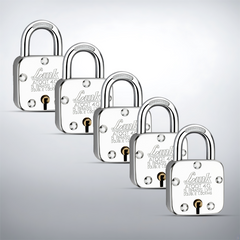 Link Atoot 40MM Padlocks 5Pcs Set | Double Locking | Steel Body | Hardened Shackle | 5 Brass Levers | Made in India | 3 Keys for Each Padlock