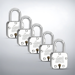 Link Atoot 45MM Padlocks 5Pcs Set | Double Locking | Steel Body | Hardened Shackle | 6 Brass Levers | Made in India | 3 Keys for Each Padlock
