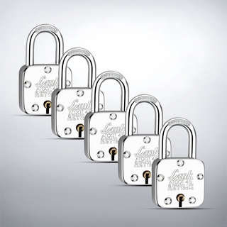  Link Atoot 45MM Padlocks 5Pcs Set | Double Locking | Steel Body | Hardened Shackle | 6 Brass Levers | Made in India | 3 Keys for Each Padlock 
