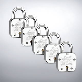  Link Atoot 50MM Padlocks 5Pcs Set | 60,000 Key Combinations | Steel Body | Hardened Shackle | 7 Brass Lever | Made in India | 3 Keys for Each Padlock 